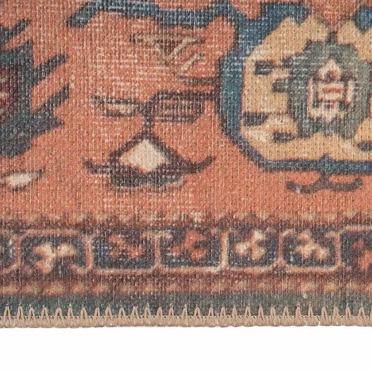 Kukoon Beige and Multicolour Distressed Abstract Vintage Rug, Non-Slip and Washable, W: 60 cm, L: 110 cm