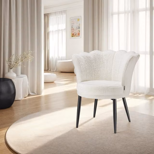 tectake Glamour Tub Armchair in Velvet Fabric with Foam Padding, W/D/H: 67 x 64 x 76 cm, Beige, Black or White