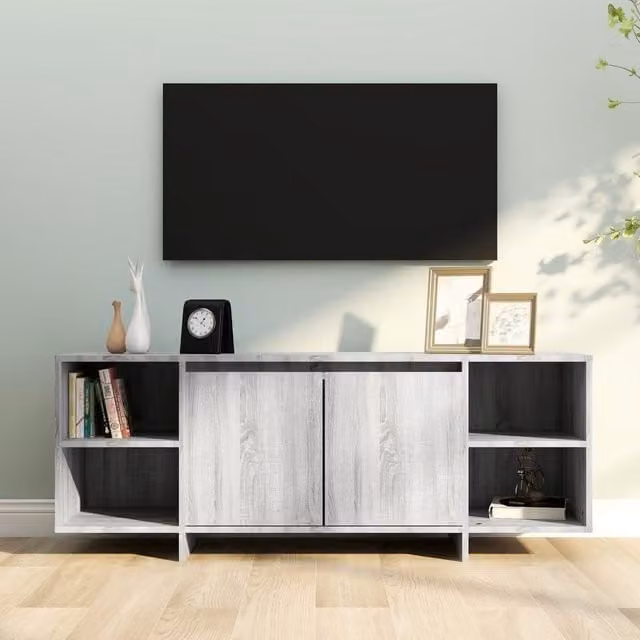 Berkfield Home Grey Sonoma TV Cabinet in Engineered Wood W/D/H: 130 x 35 x 50 cm – 1