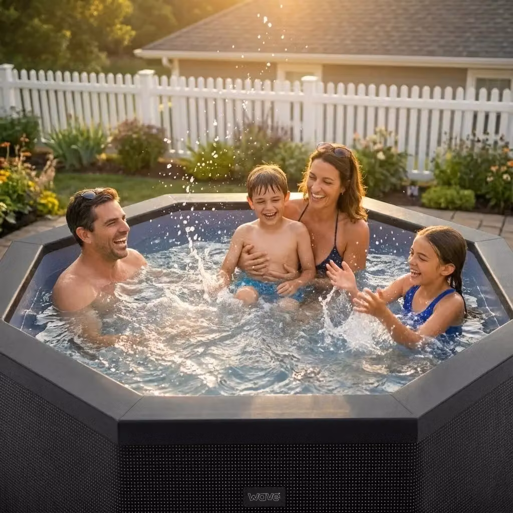 Wave Spas Wave Como 6-Person Inflatable Foam Hot Tub with Integrated Heater and 90 Jets in Charcoal Grey – 2
