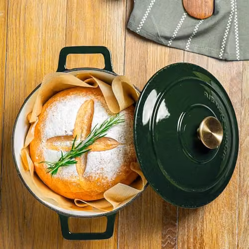 Argon Tableware Enamelled Cast Iron Round Casserole Dish with Self-Basting Lid, 4.5 l, Green – 5