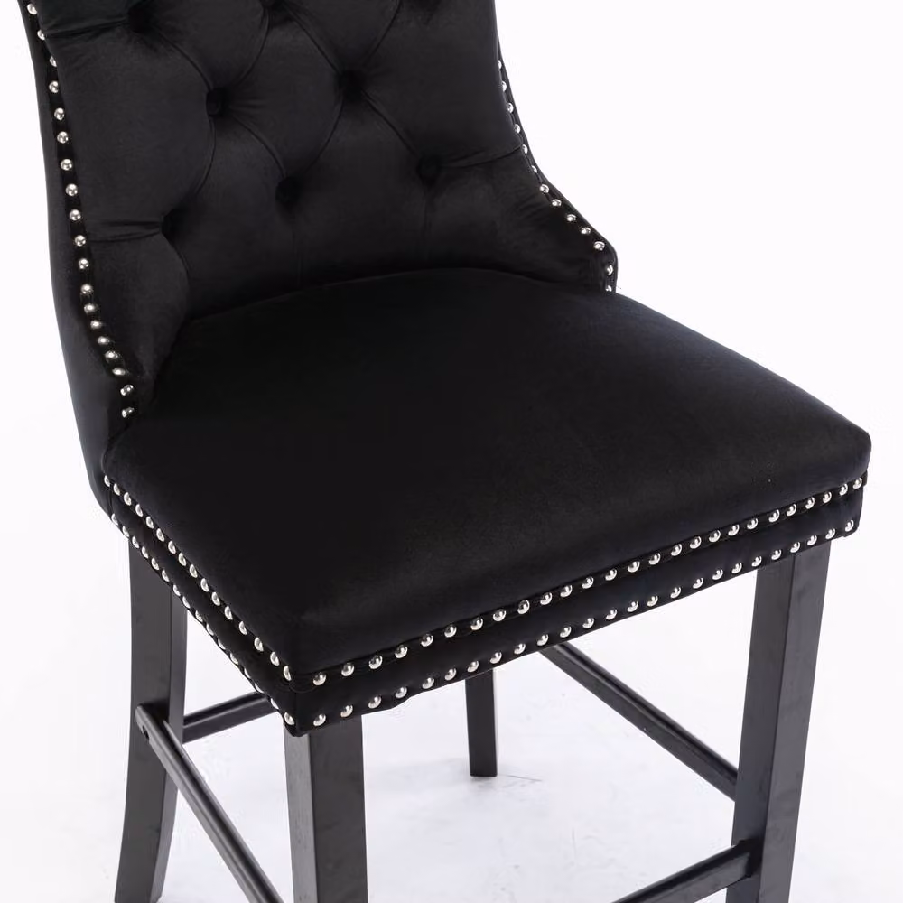Modern Home Touch Romsey Set of 2 Black Velvet Bar Stools with Oak Legs – 6