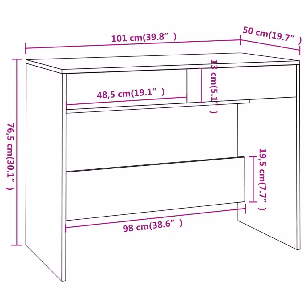 Berkfield Home Sturdy Writing Desk in Smoked Oak Brown, W/D/H: 101 x 50 x 76.5 cm – 5