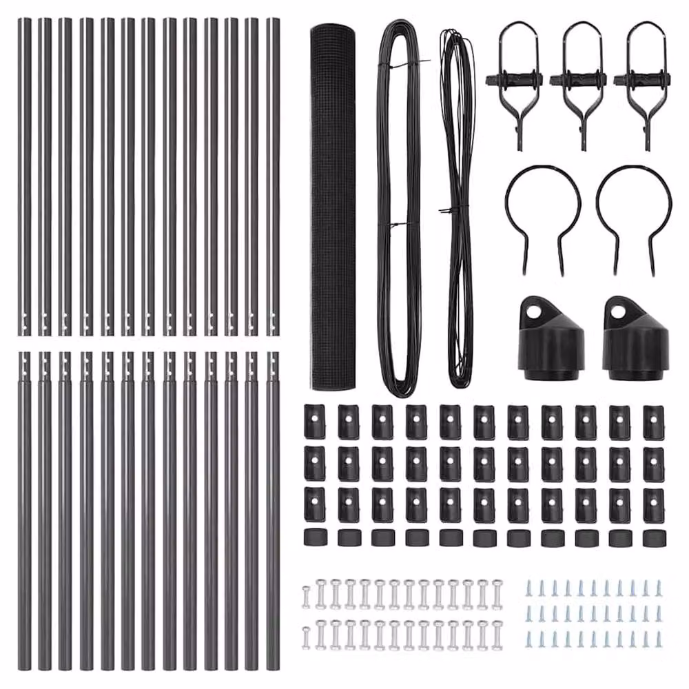 Berkfield Home Modern Welded Wire Fence in Grey Steel with 13 Posts, W: 140 cm, L: 25 m – 5