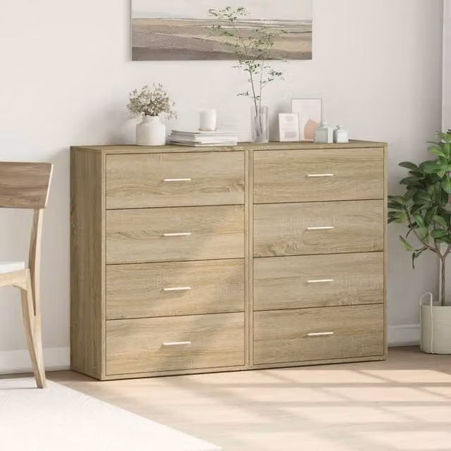 Berkfield Home Set of 2 Sonoma Oak Sideboards in Brown, W/D/H: 60 x 31 x 84 cm – 1