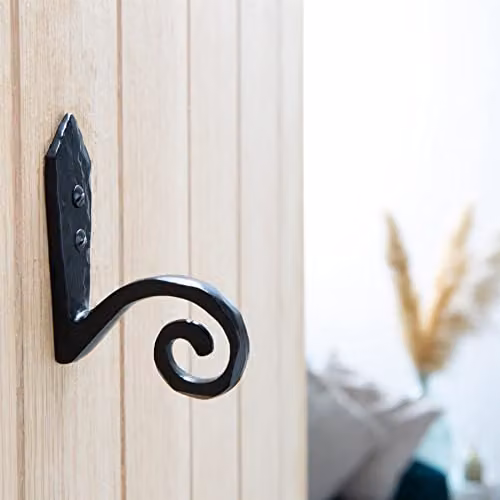 Hammer and Tongs Matt Black Powder-Coated Iron Hammered Scroll Hook, Pack of 10, W: 3.0 cm, H: 9.5 cm – 5