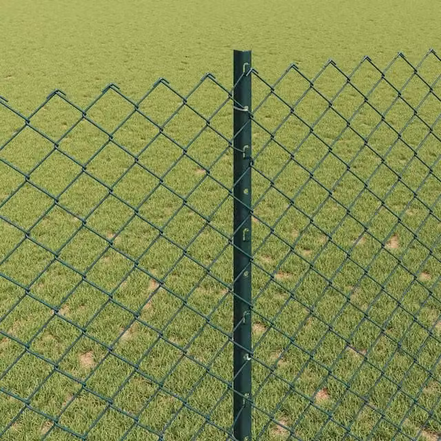 Berkfield Home Green Steel Chain Link Fence with 10 U-Profile Posts, 1.6 x 10 m – 1