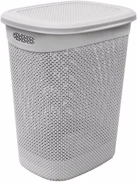 MantraRaj Plastic Laundry Basket with Lid and Handles, Grey, 52L