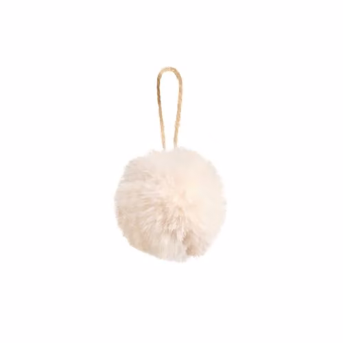 Melody Maison Set of 3 Cream Faux Fur Christmas Baubles, Diameter: 7.5 cm – 3