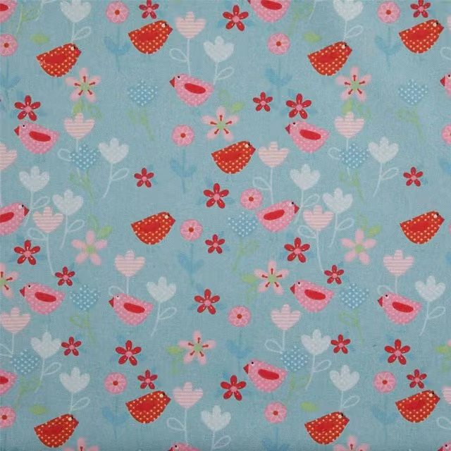 Homescapes Multicolour Birds and Flowers Pure Cotton Fabric, 150cm Wide