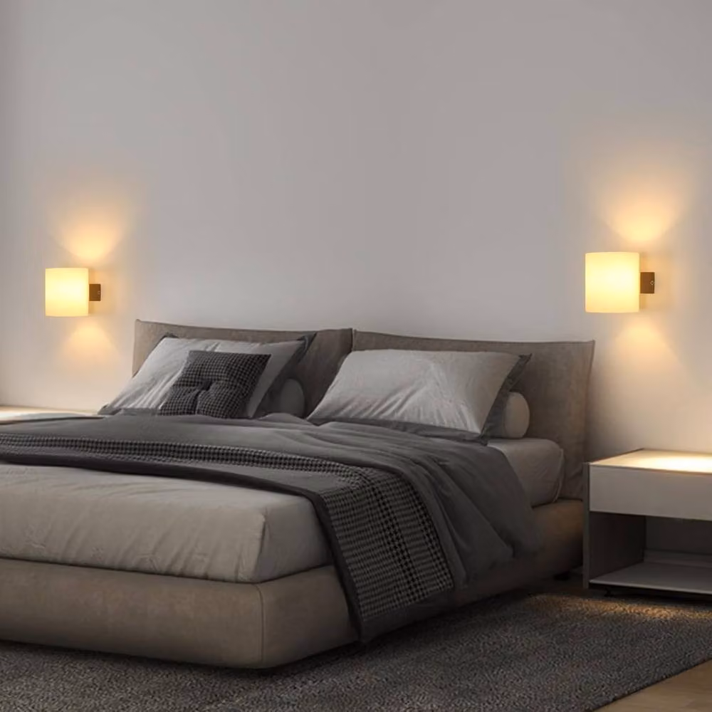 COMELY Vintage Wood and Glass Indoor Wall Lights with E27 Base in White and Brown – 3
