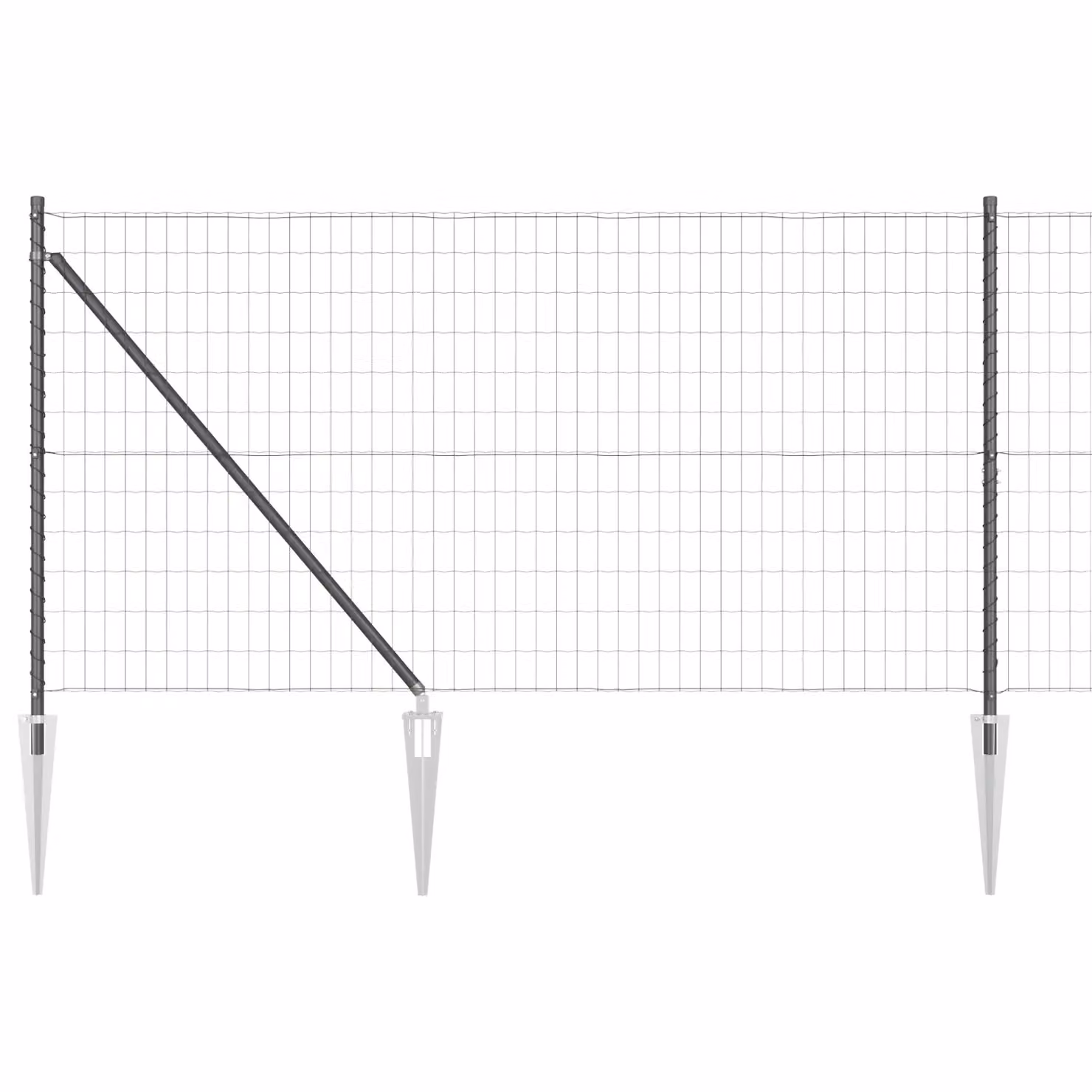 Berkfield Home Euro Fence with 7 Spike Posts, Galvanised Steel, Grey and Silver, W: 10 m – 2