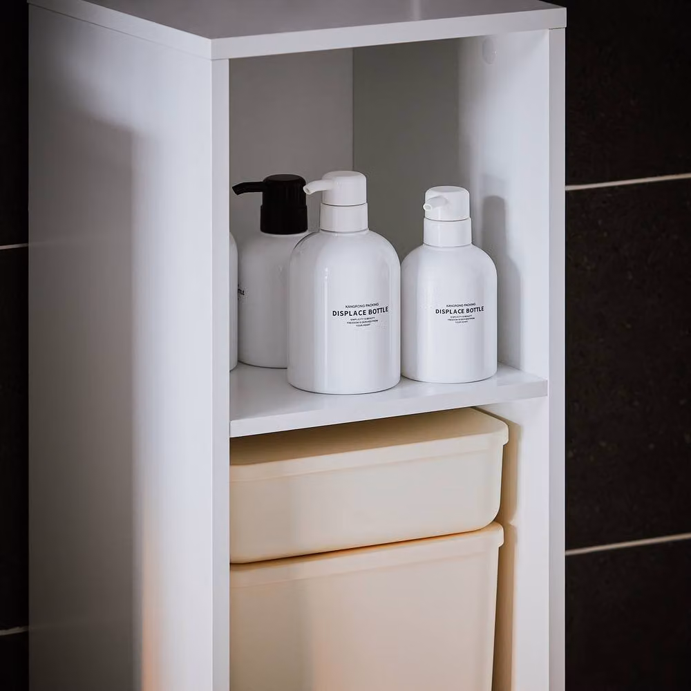 SoBuy Modern Slim Tall Bathroom and Hallway Cabinet in White with Internal Shelves and Hinged Doors – 4