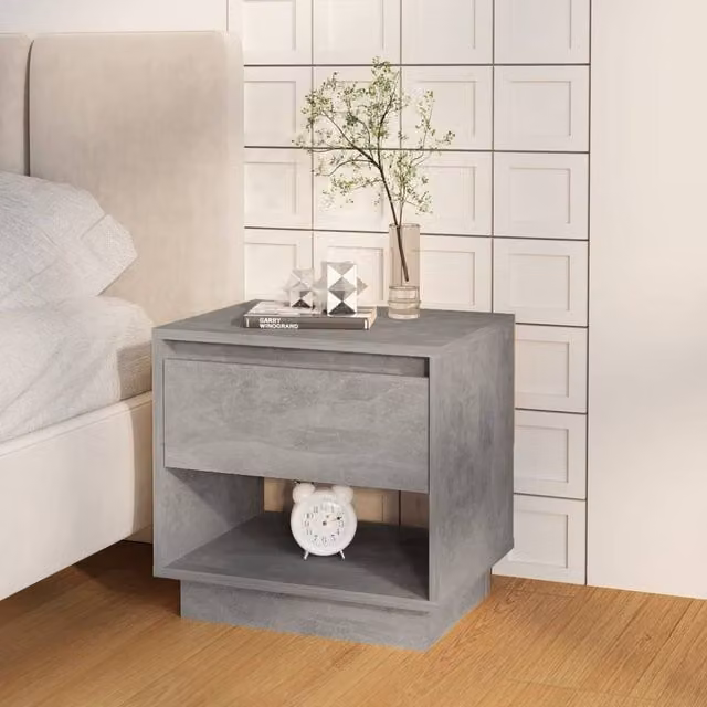 Berkfield Home Classic Bedside Cabinets, 2 Piece Set, Concrete Grey, W: 45 cm, D: 34 cm, H: 44 cm – 1