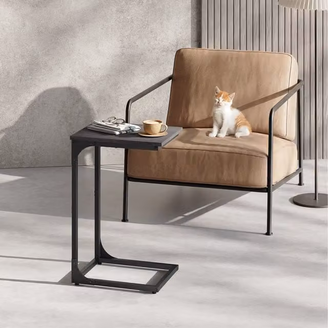VASAGLE C-Shaped Side Table and Bedside Table in Misty Grey