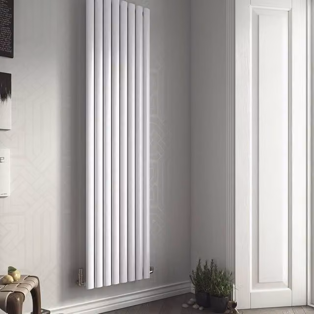 Bathroom Kingdom Nova White Double Oval Vertical Radiator H: 150 cm, W: 29.4 cm