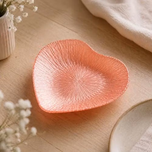 Sienna Glass Pink and Red Heart Design Decorative Glass Tabletop Bowl – 2
