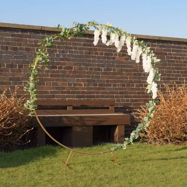 Scottish Everlastings Ltd Gold Round Freestanding Metal Arch Frame, Height: 180 cm