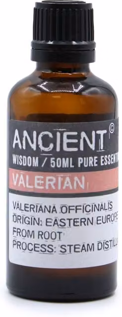 Natural and Pure Valerian Essential Oil, 50 ml, Woody Scent in a Pink Glass Bottle