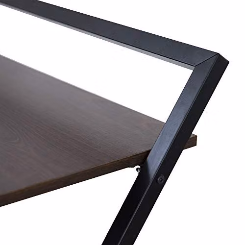 Teamson Home Easton Modern Wooden Folding Computer Desk with Metal X-Frame Legs in Brown and Black, W/D/H: 85.1 x 55.9 x 45.0 cm – 4