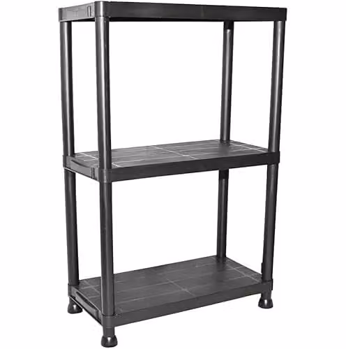 Gr8 Home Black 3 Tier Plastic Freestanding Shelving Unit W/D/H: 95 x 30 x 95 cm – 1