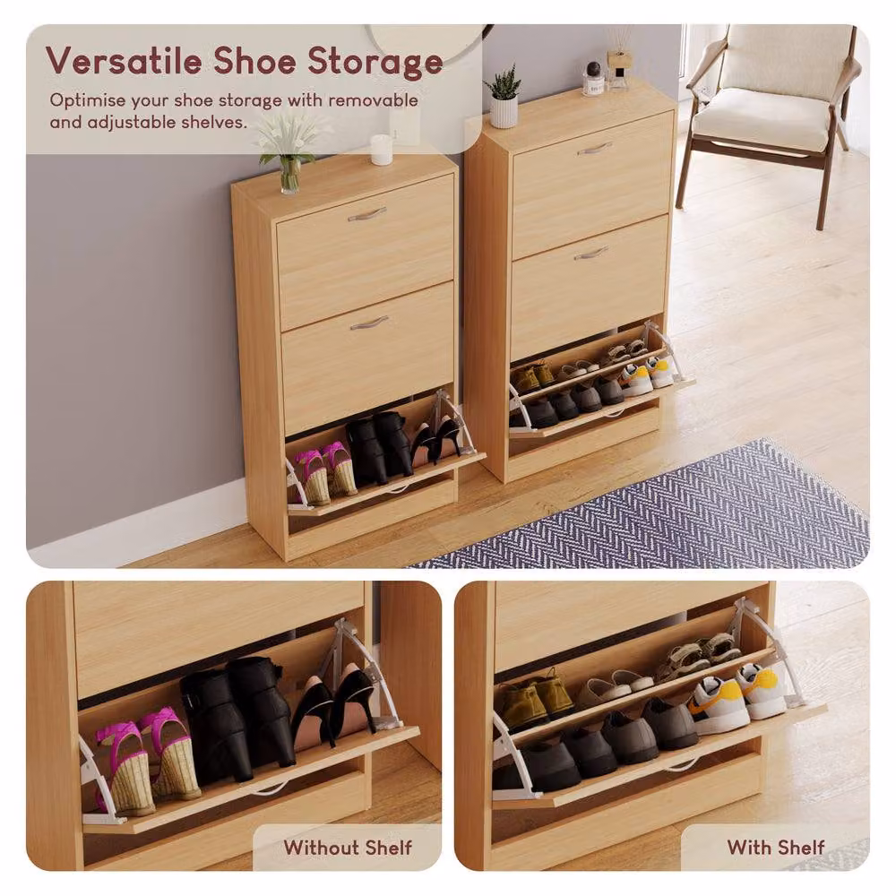 HD Designs Vida Designs Modern 3 Drawer Brown Shoe Cabinet with Tilting Compartments – 2
