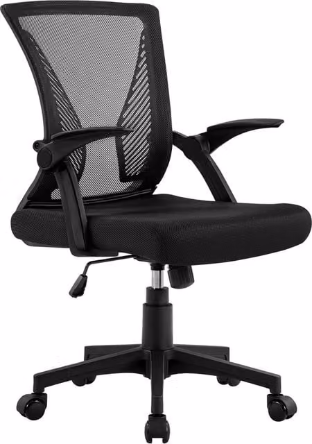 Yaheetech Ergonomic Swivel Computer Chair in Black Fabric for Home Office