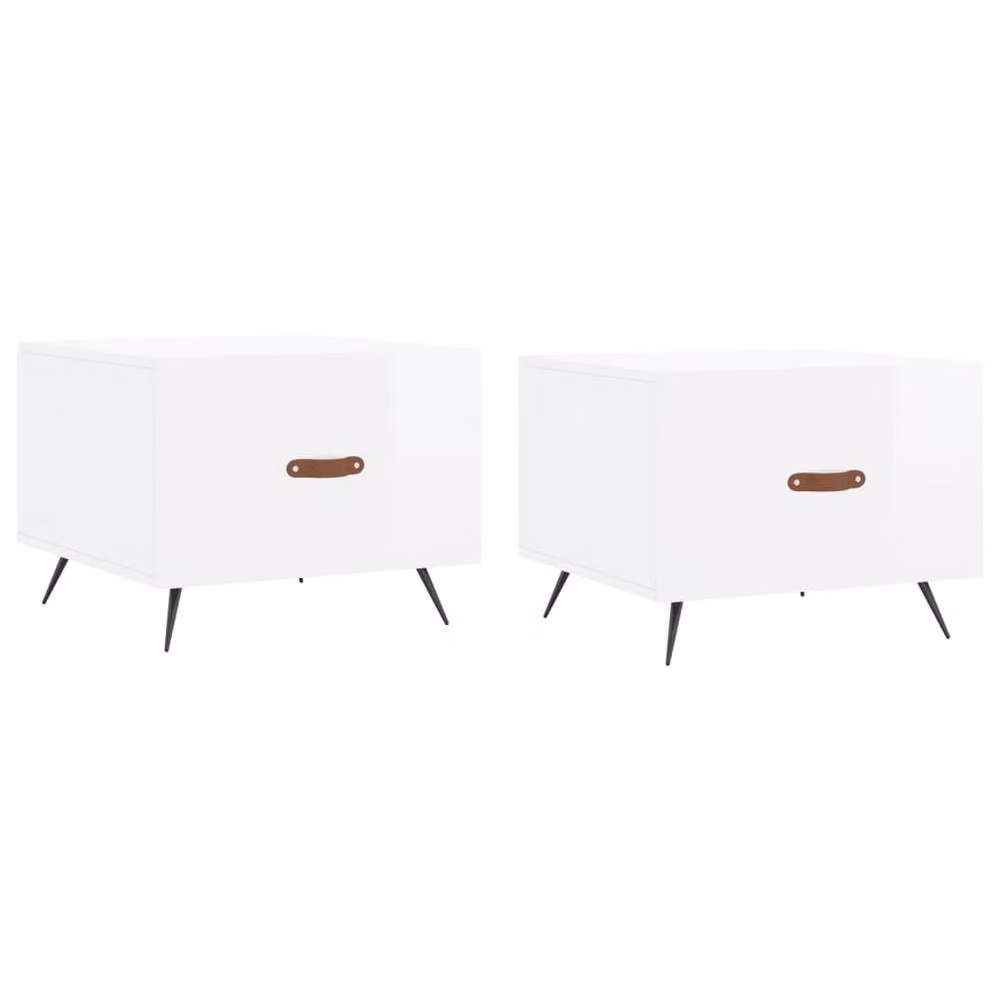 Berkfield Home Set of 2 High Gloss White Decorative Coffee Tables, W/D/H: 50 x 50 x 40 cm – 2