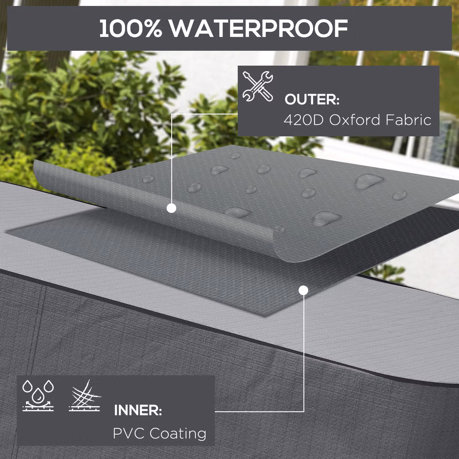 Outsunny Grey Waterproof Polyester Sofa Furniture Cover with Elastic Band – 5
