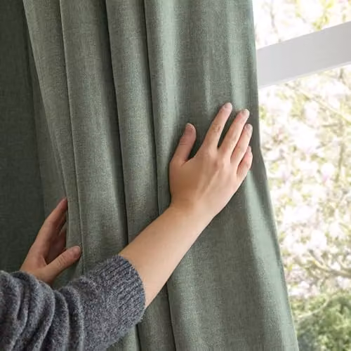 Riva Home Green Chenille Blackout Pencil Pleat Curtain Pair, Thermal Insulating, W: 168 cm, H: 229 cm – 4