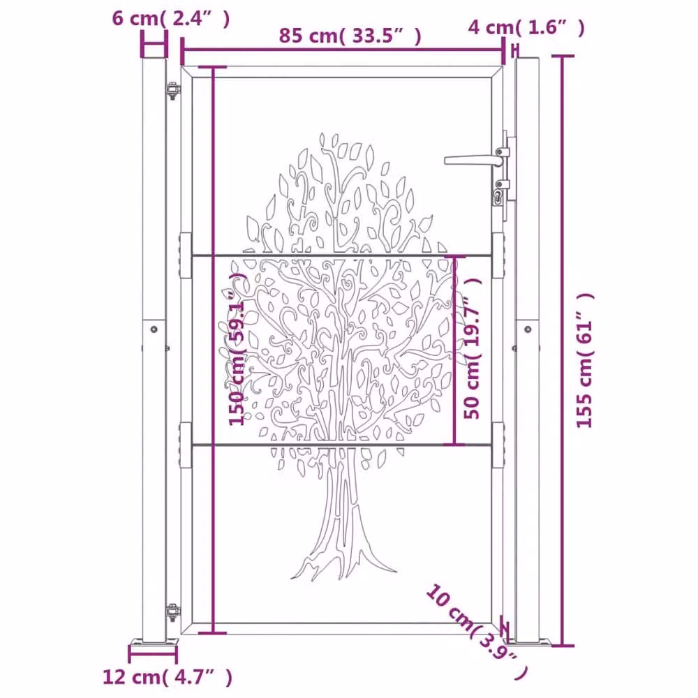 Berkfield Home Steel Garden Gate in Anthracite, W: 105 cm, H: 155 cm – 6