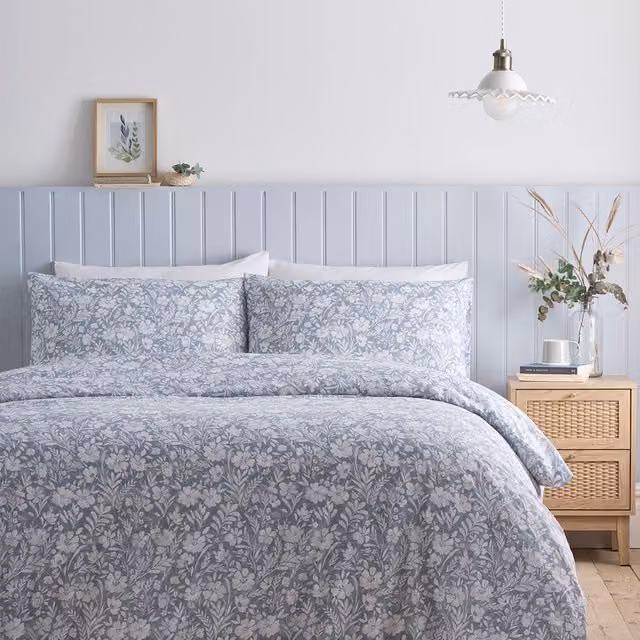 Charlotte Thomas Olivia Floral Duvet Cover and Pillowcase Set, Grey, 90 x 200 cm