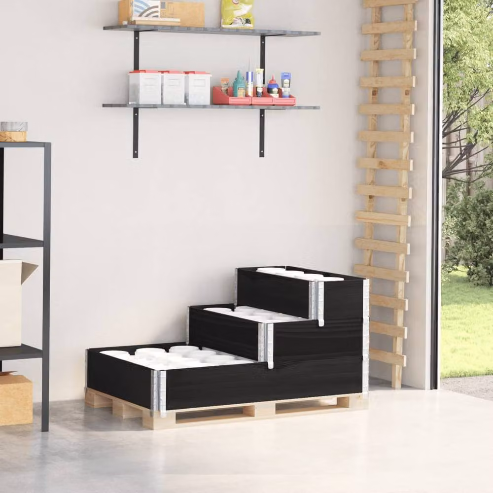 Berkfield Home Stable 3-Tier Raised Bed in Black Solid Wood and Metal, W: 120 cm, D: 80 cm, H: 60.5 cm – 2
