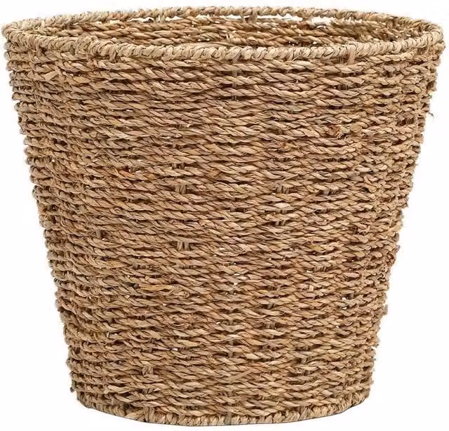 Arpan Beige Woven Seagrass Waste Bin for Bedroom, Kitchen, Bathroom or Office – 1