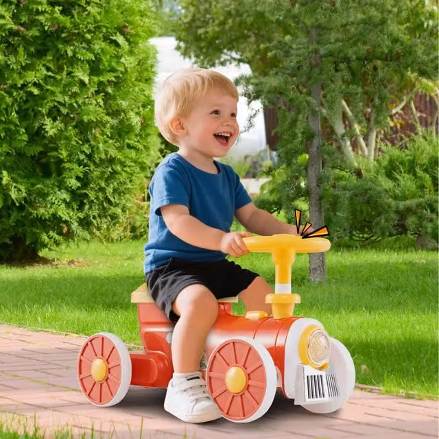 Costway Ride on Push Car Toy with Light and Sound in Orange