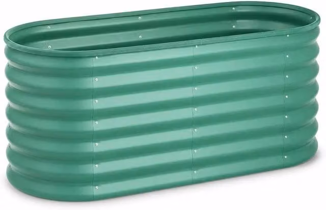VOGREX Heavy Duty Galvanised Steel Raised Garden Bed Planter in Green, W/D/H: 60 x 60 x 60 cm