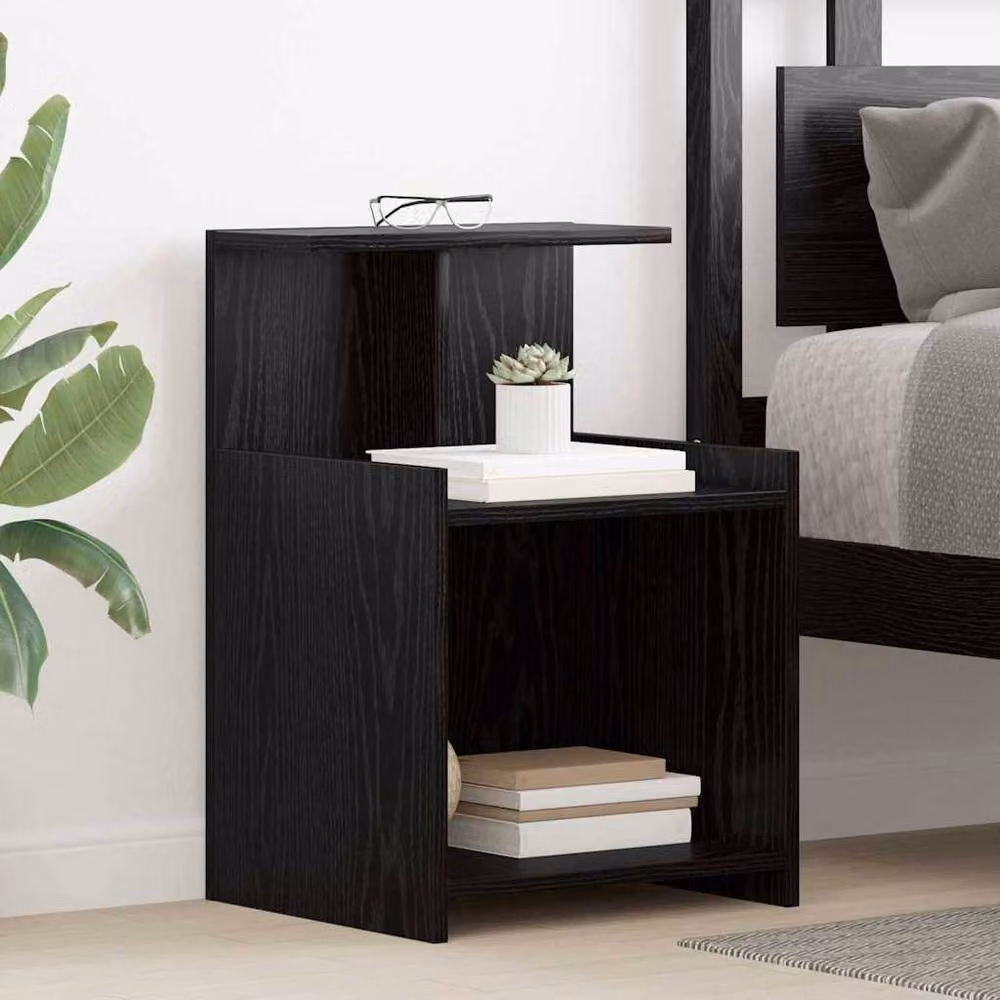 Berkfield Home Bedside Cabinet in Black Oak, W/D/H: 40 x 35 x 60 cm – 4