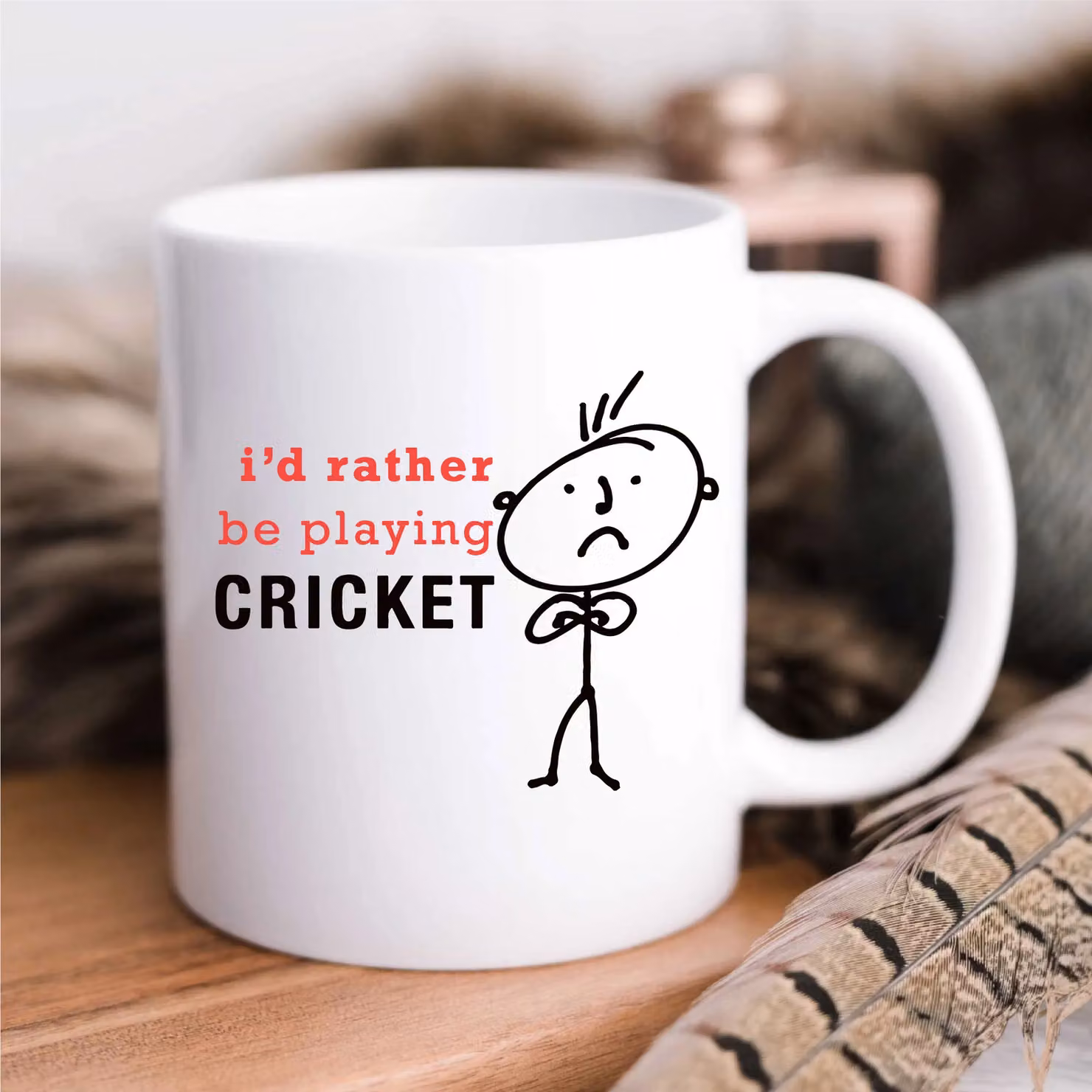 60 Second Makeover I'd Rather Be Playing Cricket Ceramic Mug in White – 2