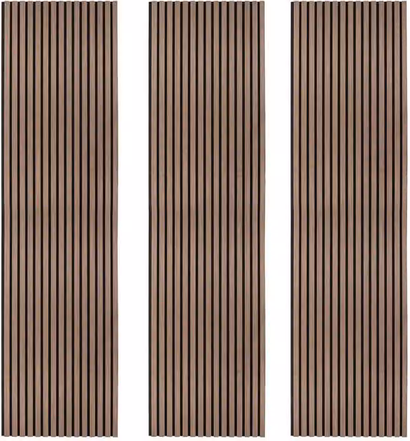 Monstershop Acoustic Slat Wall Panels, 3 Pack, Dark Walnut and Terracotta MDF Wood Look – 1