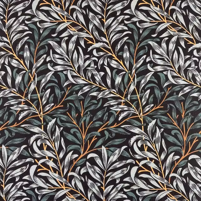 Terrys Willow Bough Floral Cotton Fabric Shadow in Black and Multicolour