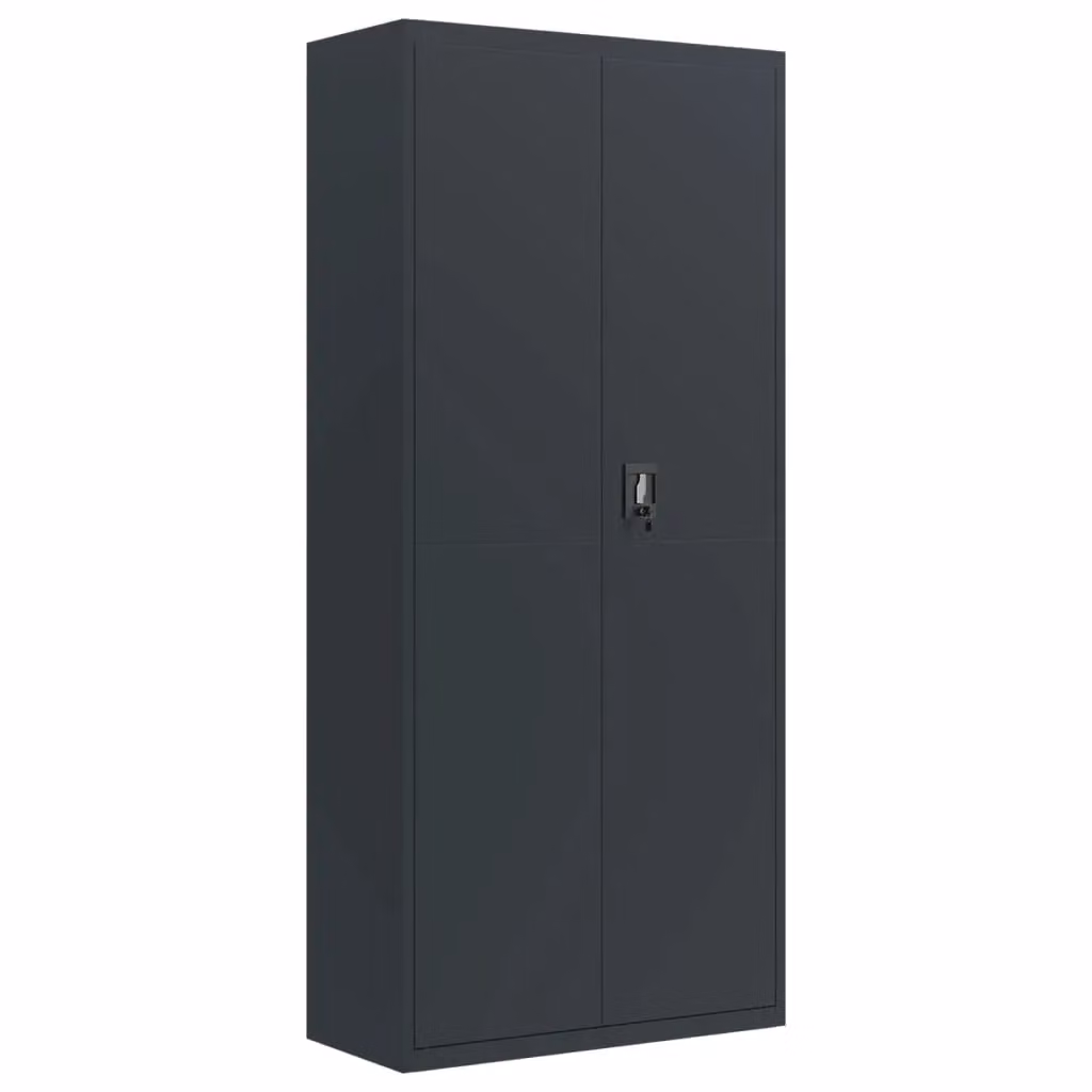 Berkfield Home Anthracite and Black Steel File Cabinet with Hinged Doors and Lock, W/D/H: 90 x 40 x 200 cm – 2