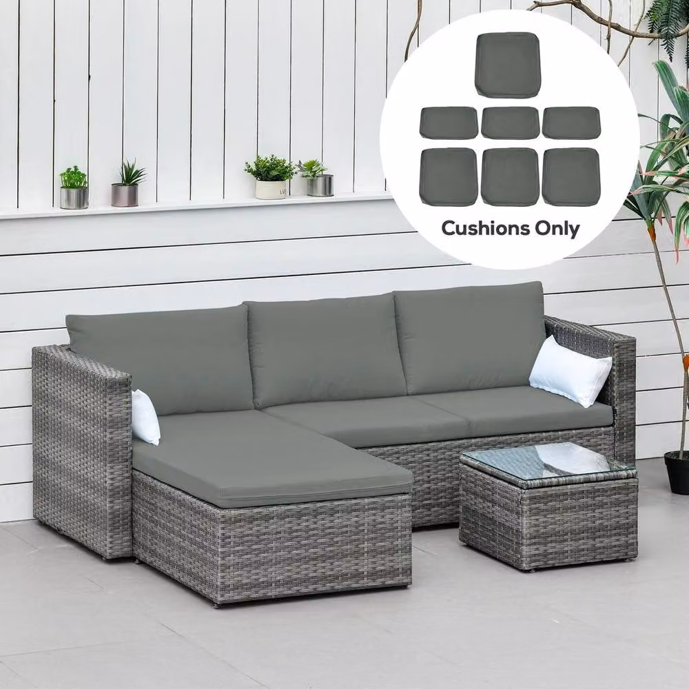 NESTLUNE Green Rectangular Garden Rattan Cushion Cover Replacement, W: 100 cm, H: 15 cm – 2