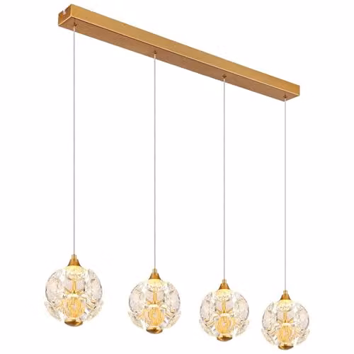 Globo Lighting Gold Metal and K9 Crystal LED Pendant Light, W/D/H: 93 x 15 x 150 cm – 2