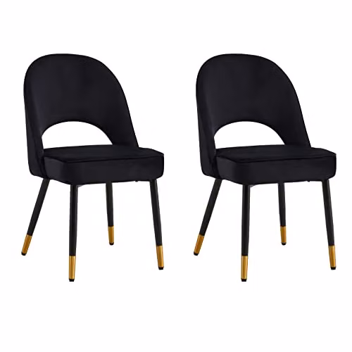 Hygrad Built to Survive Velvet Dining Chairs Set of 2, Black – 3