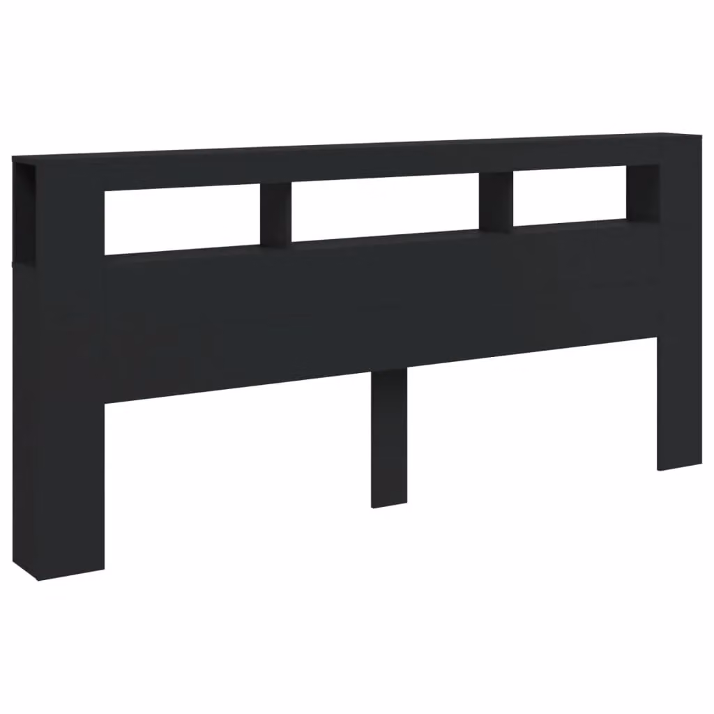 Berkfield Home Black LED Headboard with Integrated Lighting, Shelf and USB Charging Port, W: 220 cm, D: 18.5 cm, H: 103.5 cm – 3