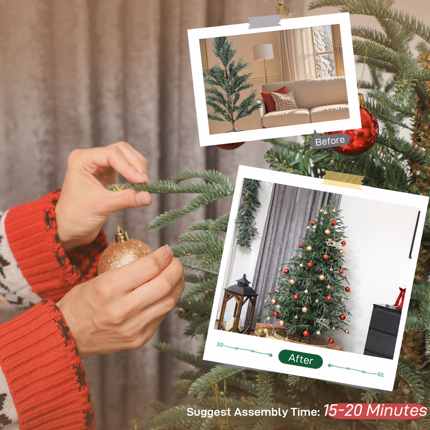 HOMCOM 6 ft Green Spruce Christmas Tree with Realistic Dense Tips – 7