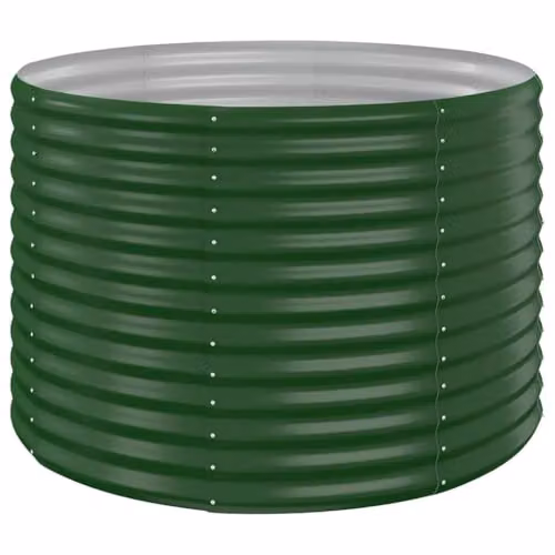 vidaXL Green Powder-coated Steel Garden Planter Tub W/D/H: 100 x 100 x 68 cm – 1