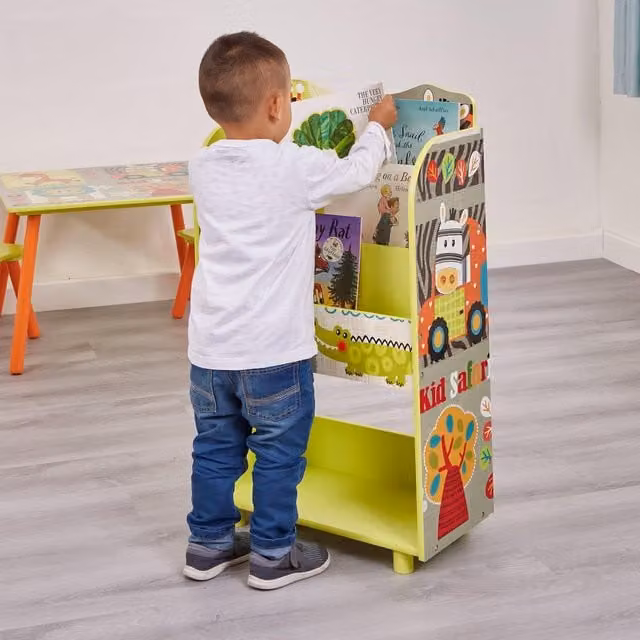 Liberty House Toys Kid Safari Childrens Bookshelf in Green and Multicolour