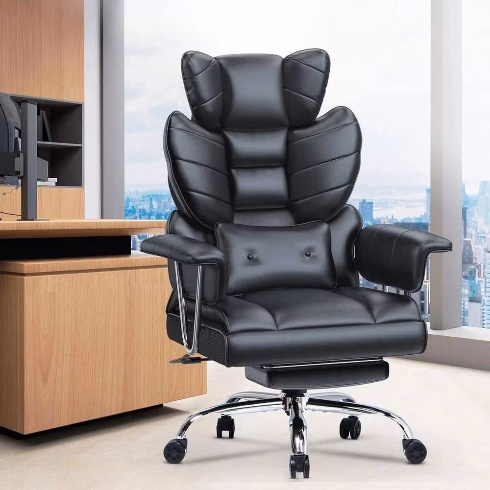 FORGEVIO Black Synthetic Leather Executive Recliner Office Chair with Headrest and Armrests – 2