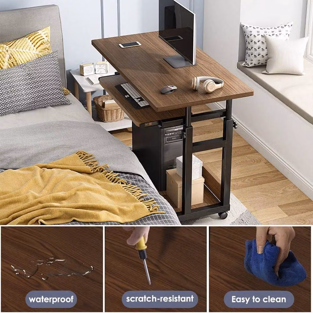 FORGEVIO Dark Oak Adjustable Mobile Computer Stand and Laptop Desk in Dark Brown – 5